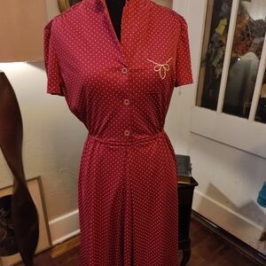Vintage 1950s Red Polka Dot Dress